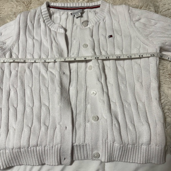 Tommy Hilfiger Girls White Cable Knit Sweater - Picture 3 of 4